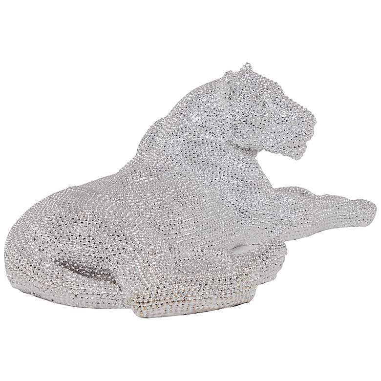 Image 4 Roaring Art 39" Wide Silver Faceted Diamond Leopard Statue more views