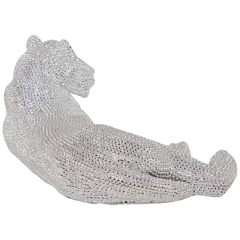 Image 5 Roaring Art 39" Wide Silver Faceted Diamond Leopard Statue more views