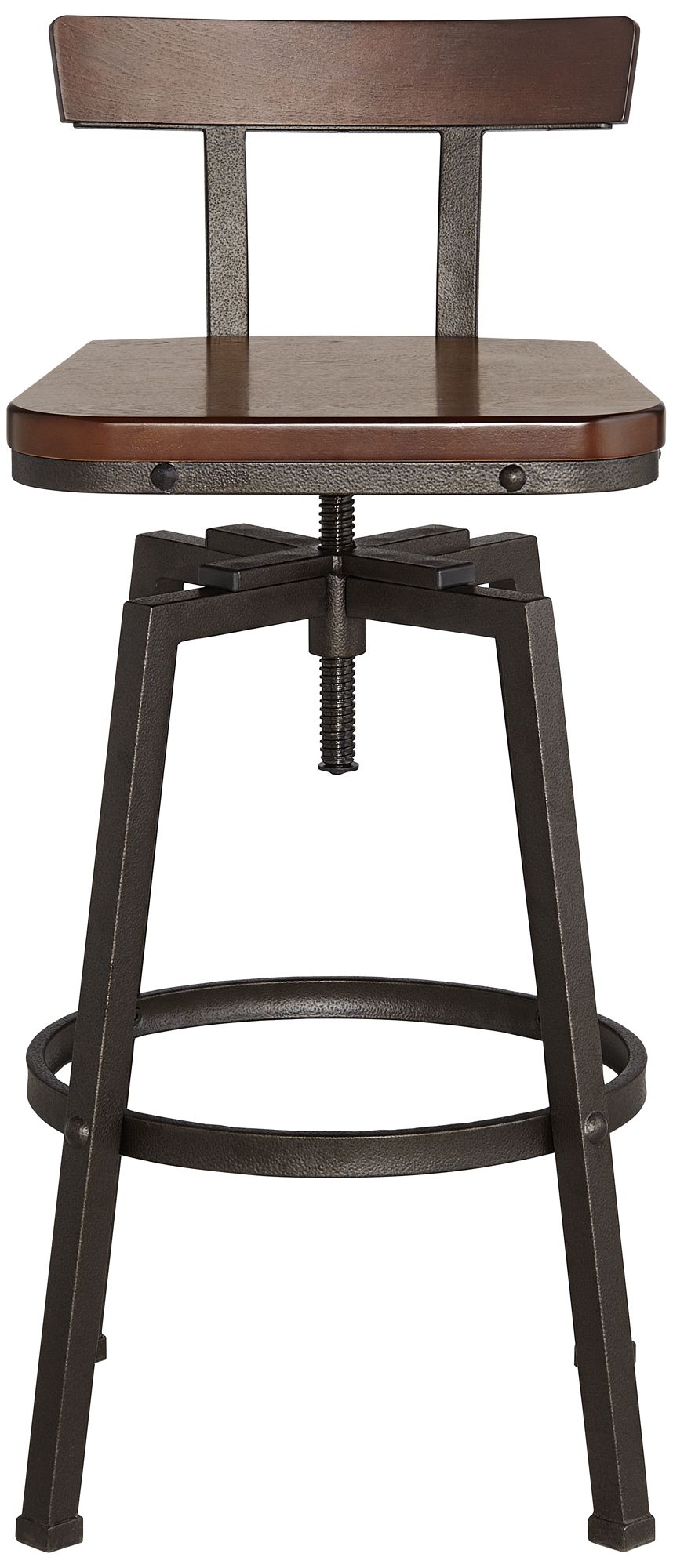 roark dark wood and bronze adjustable swivel barstool