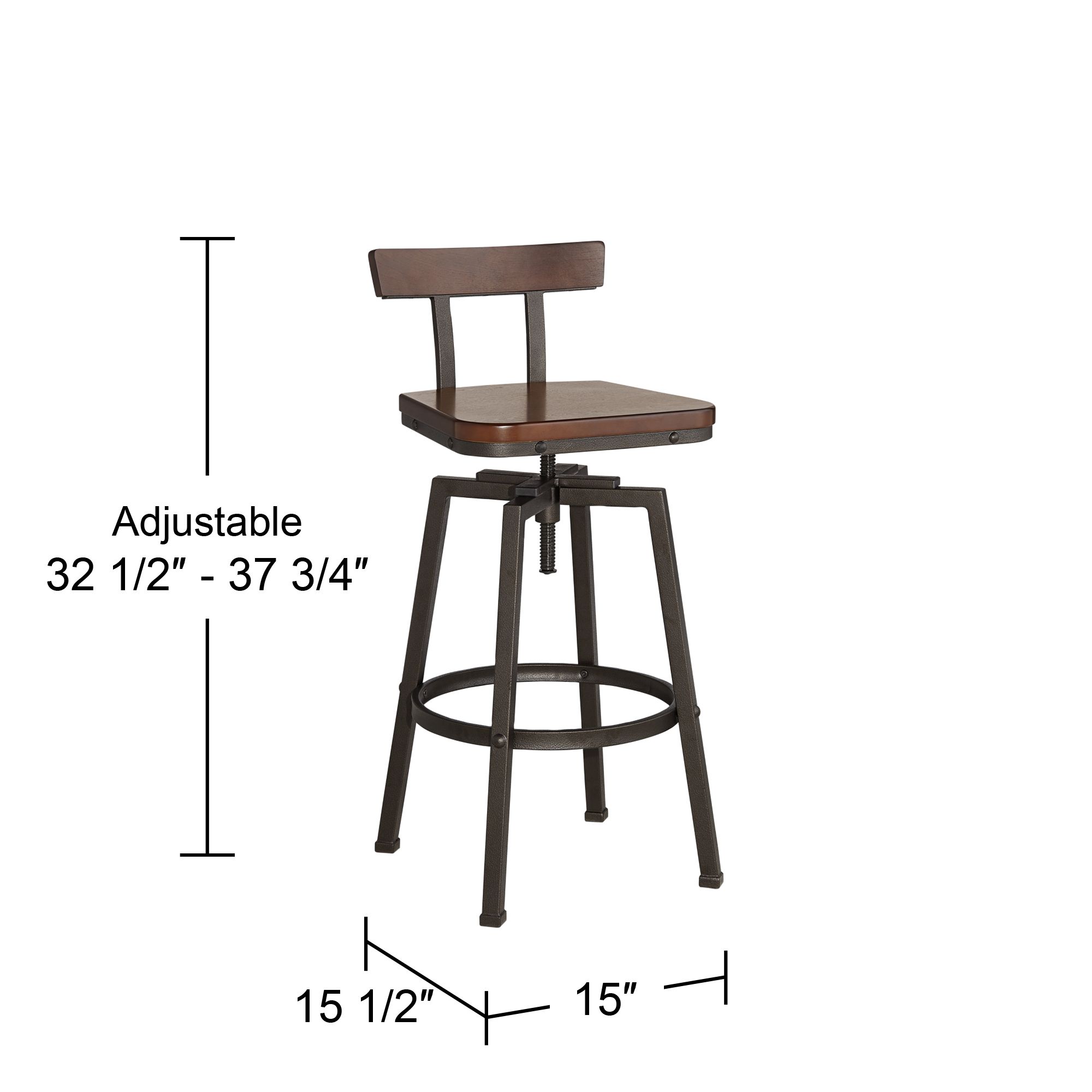 Roark Dark Wood and Bronze Adjustable Swivel Barstool in scene