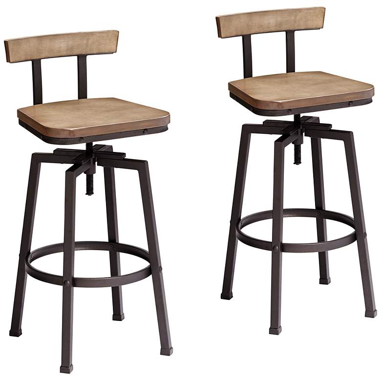 Image 1 Roark Hammered Bronze Swivel Adjustable Stools Set of 2