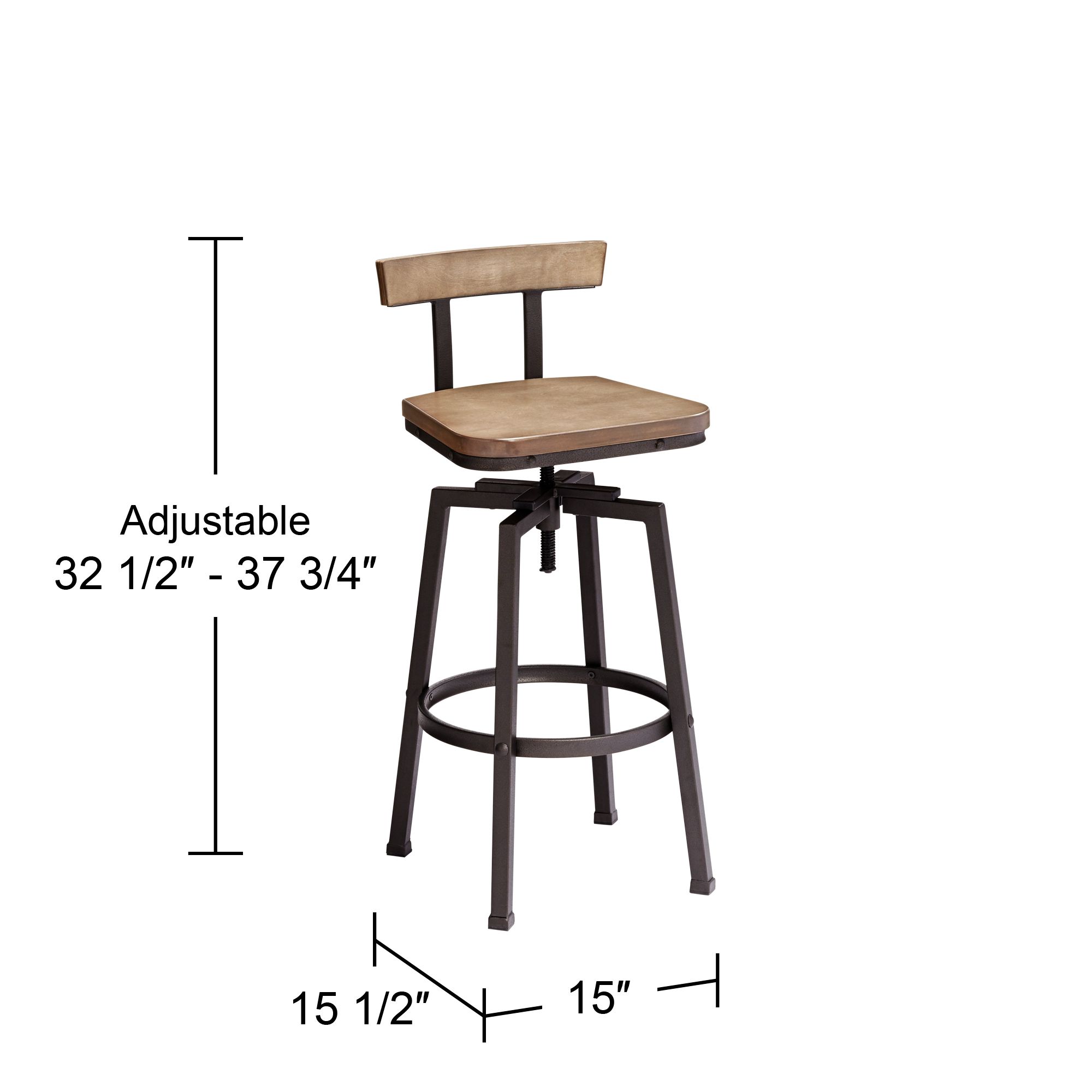 Roark Hammered Bronze Swivel Adjustable Stools Set of 2