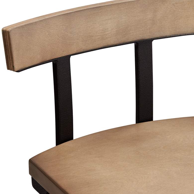 Image 3 Roark Wood and Bronze Adjustable Seat Height Swivel Barstool more views
