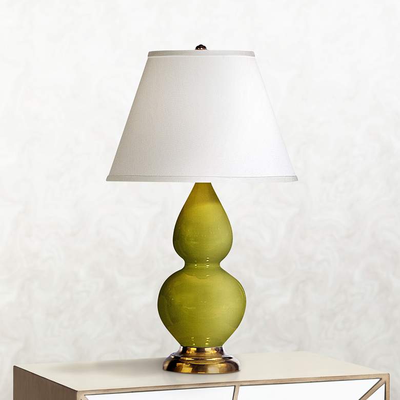 Image 1 Robert Abbey 22 3/4 inch Apple Green Ceramic and Brass Lamp
