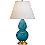 Robert Abbey 22 3/4" Brass and Peacock Blue Ceramic Table Lamp