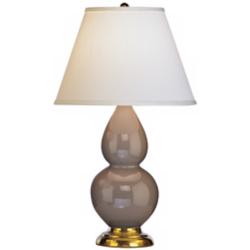 Robert Abbey 22 3/4&quot; Brass and Taupe Brown Ceramic Table Lamp