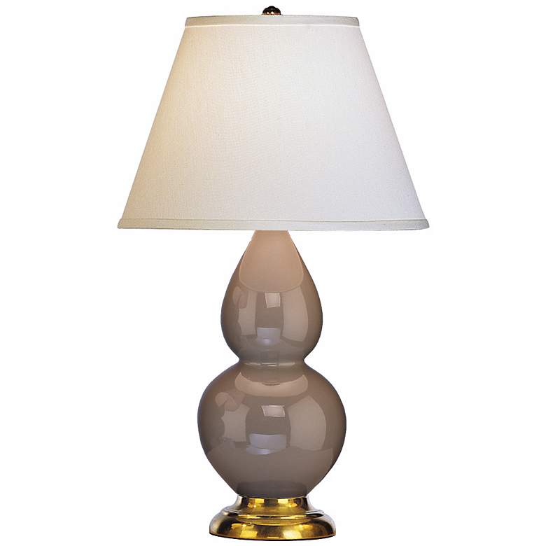 Image 1 Robert Abbey 22 3/4 inch Brass and Taupe Brown Ceramic Table Lamp