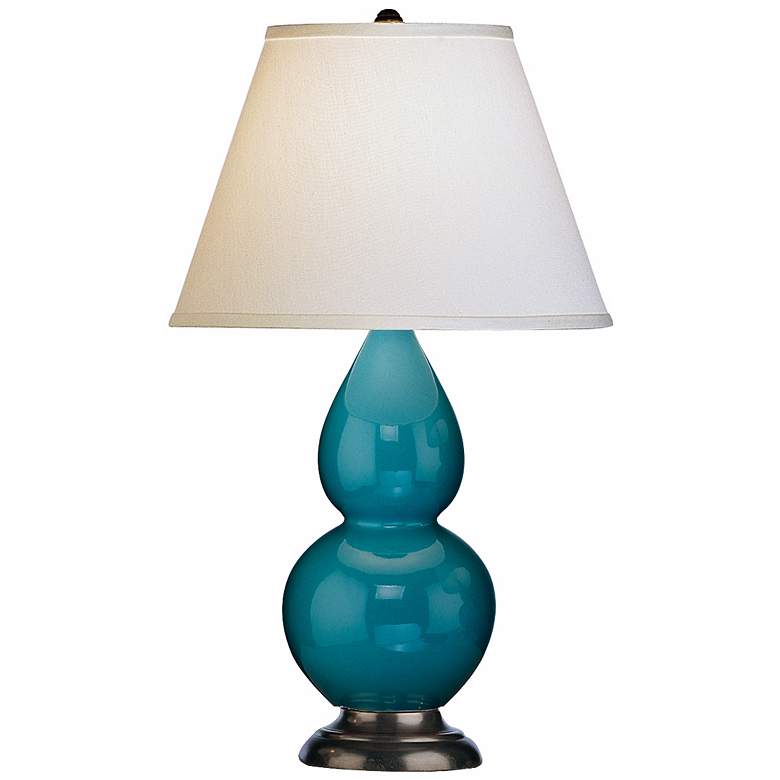Image 1 Robert Abbey 22 3/4" Bronze and Peacock Blue Ceramic Table Lamp