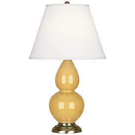Image1 of Robert Abbey 22 3/4" Double Gourd Sunset Yellow Ceramic Table Lamp