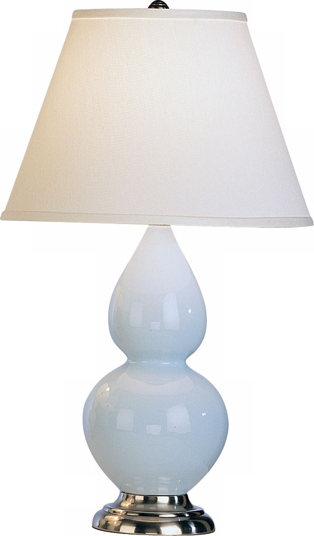 blue and silver table lamps