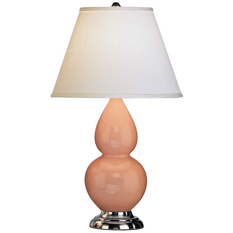 Image 1 Robert Abbey 22 3/4 inch Lt. Pink Ceramic and Silver Table Lamp