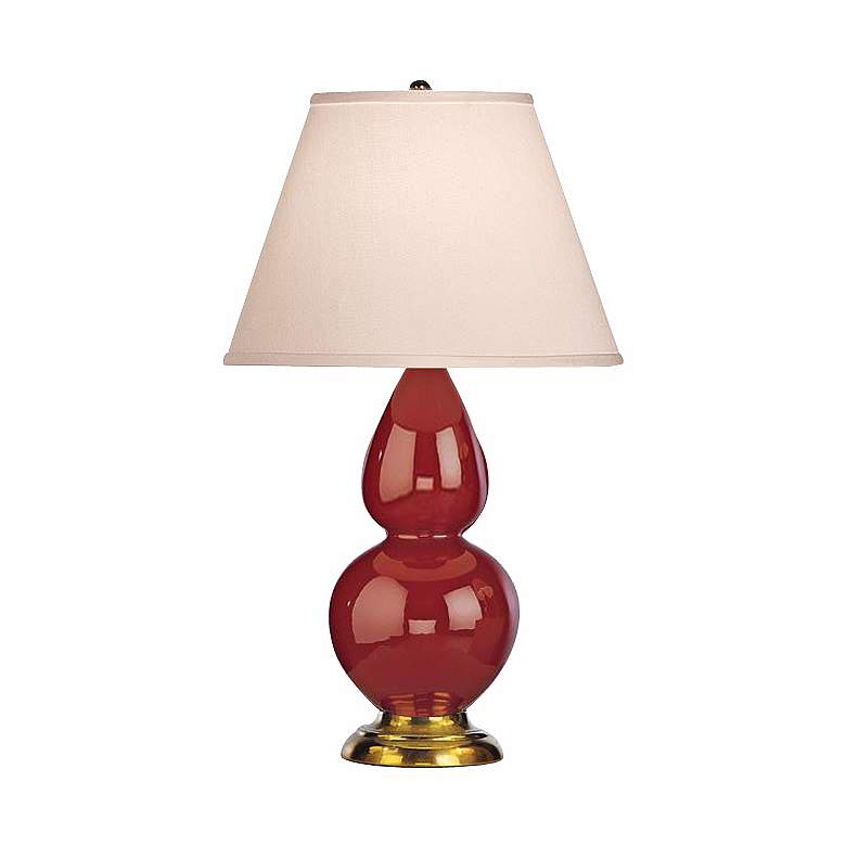 Image 1 Robert Abbey 22 3/4 inch Oxblood Red Ceramic and Brass Lamp