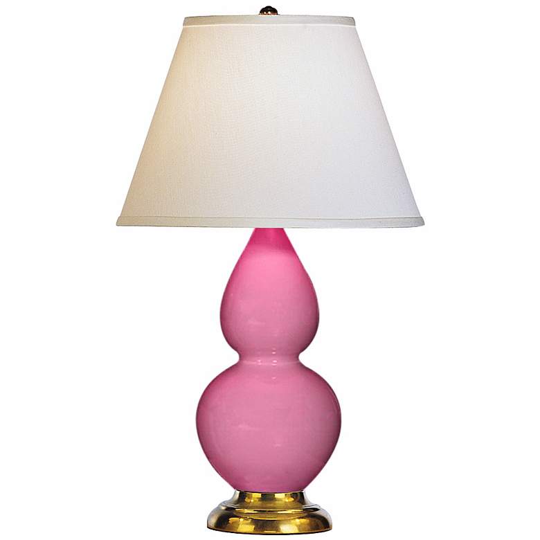 Image 1 Robert Abbey 22 3/4 inch Pink Ceramic and Brass Table Lamp