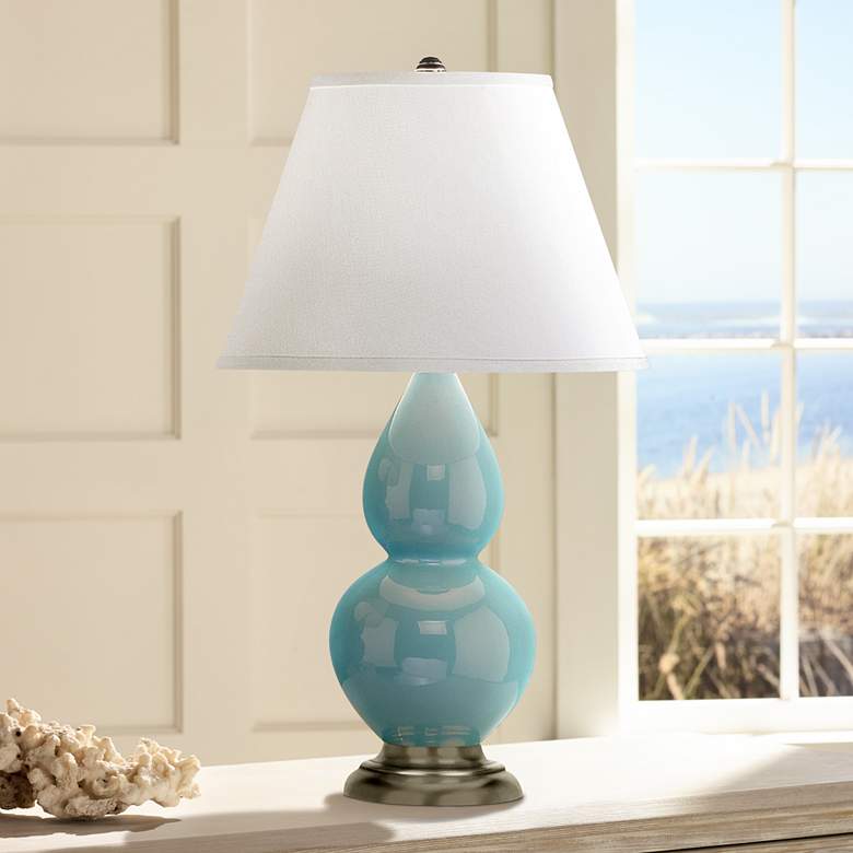 Image 1 Robert Abbey 22 3/4 inch Silver and Egg Blue Ceramic Table Lamp