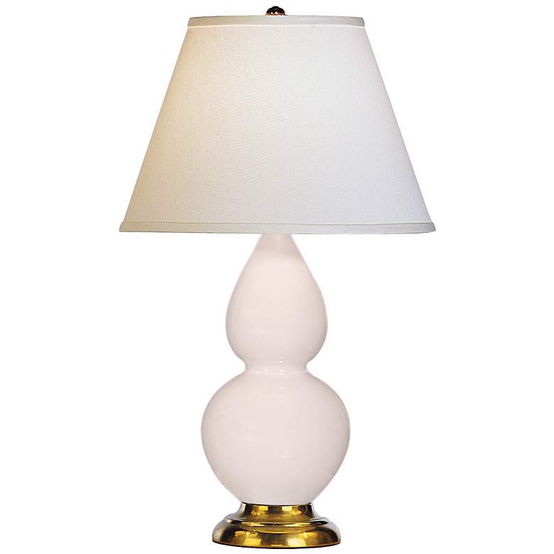 Image 1 Robert Abbey 22 3/4 inch White Ceramic and Brass Table Lamp