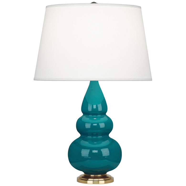 Image 1 Robert Abbey 24 1/2" Triple Gourd Peacock Blue Ceramic Table Lamp