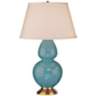 Robert Abbey 31" Egg Blue Ceramic and Brass Table Lamp