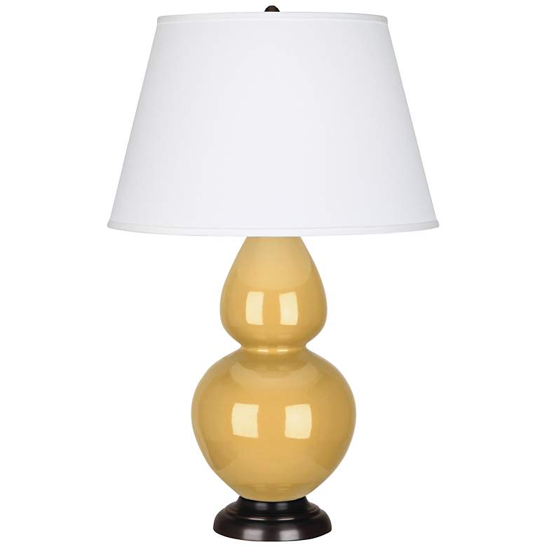 Image 1 Robert Abbey 31" Bronze Sunset Yellow Large Double Gourd Ceramic Lamp