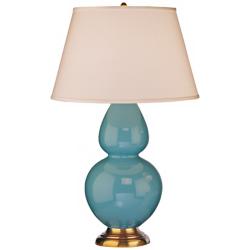 Robert Abbey 31&quot; Egg Blue Ceramic and Brass Table Lamp