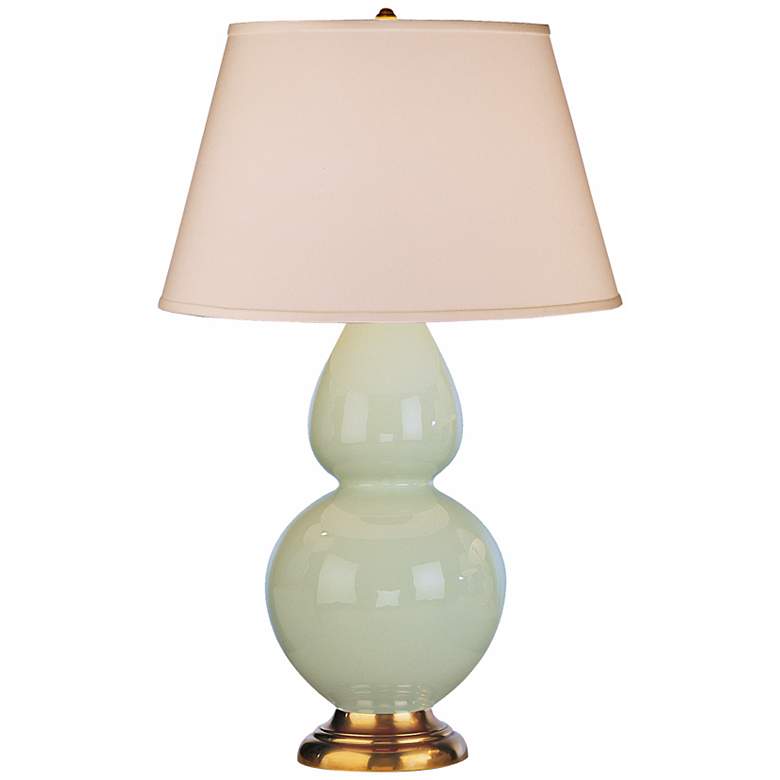 Image 1 Robert Abbey 31" Light Green Ceramic and Brass Table Lamp