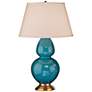 Robert Abbey 31" Peacock Blue Ceramic and Brass Table Lamp