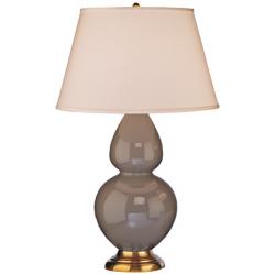 Robert Abbey 31&quot; Taupe Ceramic and Brass Table Lamp