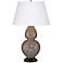 Robert Abbey 31" Taupe Ceramic and Bronze Table Lamp