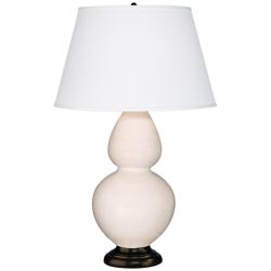 Robert Abbey 31&quot; White Ceramic and Bronze Table Lamp
