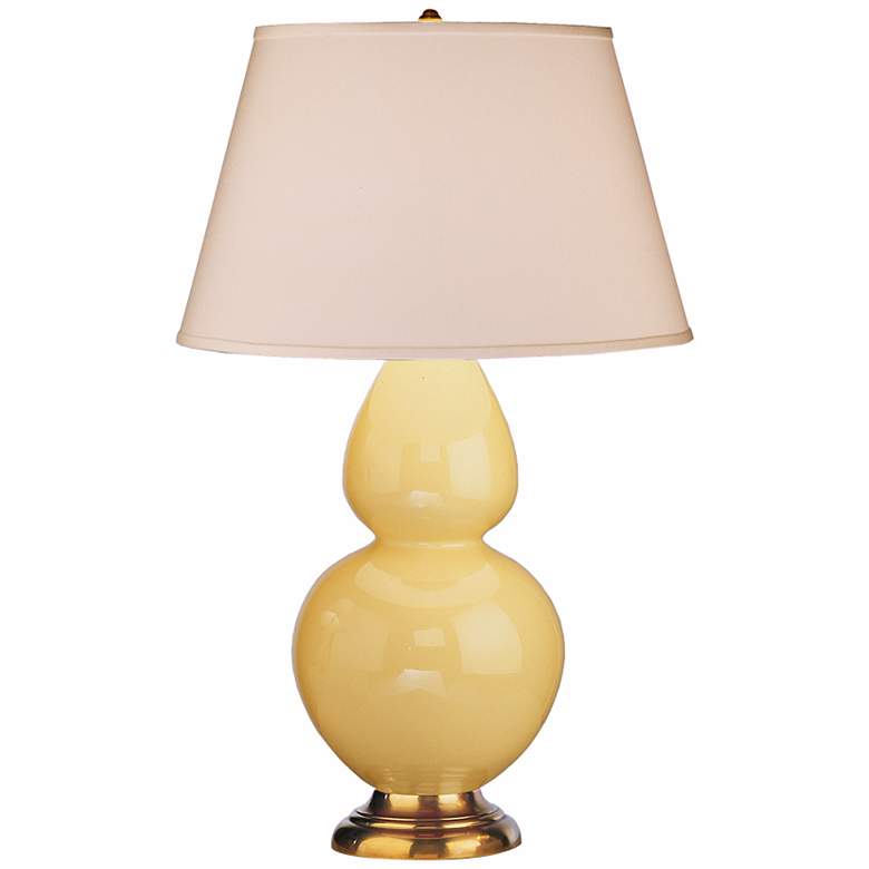 Image 1 Robert Abbey 31" Yellow Ceramic and Brass Table Lamp
