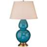 Robert Abbey 31" Peacock Blue Ceramic and Brass Table Lamp