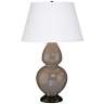Robert Abbey 31" Taupe Ceramic and Bronze Table Lamp