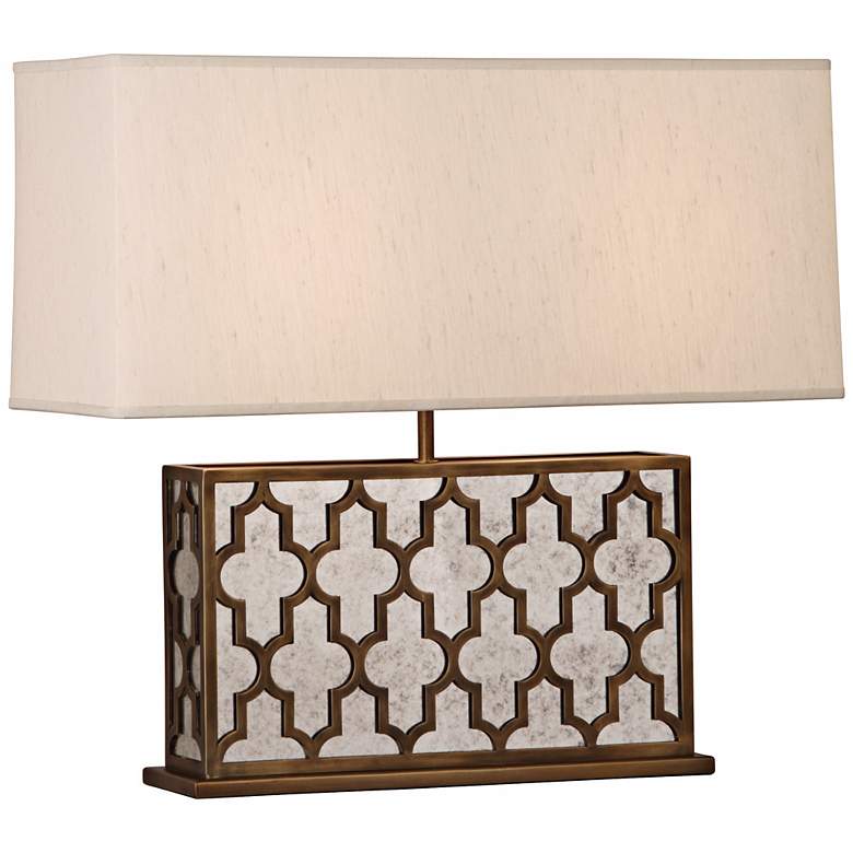 Image 1 Robert Abbey Addison Wide Weathered Brass Table Lamp