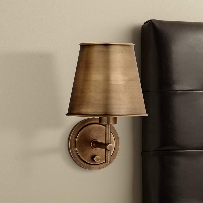 Image 1 Robert Abbey Aiden 12 1/2" High Aged Brass Wall Sconce