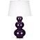Robert Abbey Amethyst Purple Triple Gourd Ceramic Table Lamp