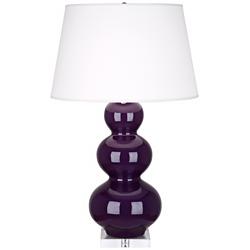 Robert Abbey Amethyst Purple Triple Gourd Ceramic Table Lamp