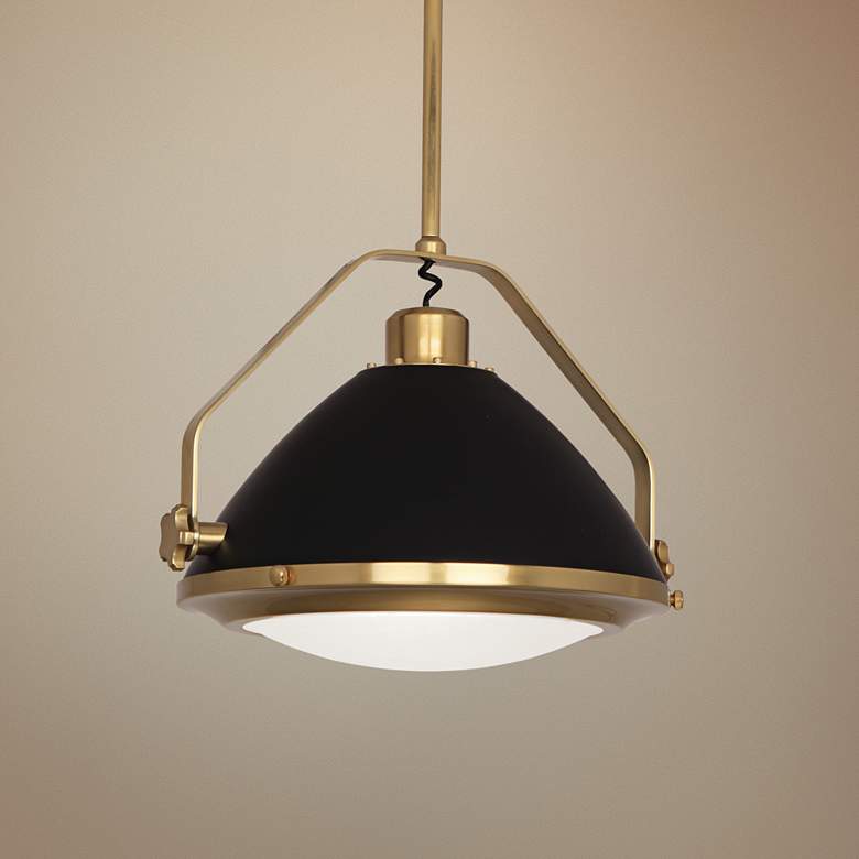 Image 1 Robert Abbey Apollo 21 3/4 inchW Brass and Black Pendant Light