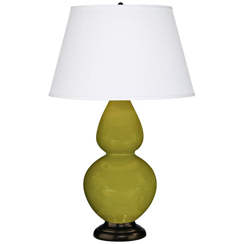 Image 1 Robert Abbey Apple Green and Bronze Double Gourd Ceramic Table Lamp