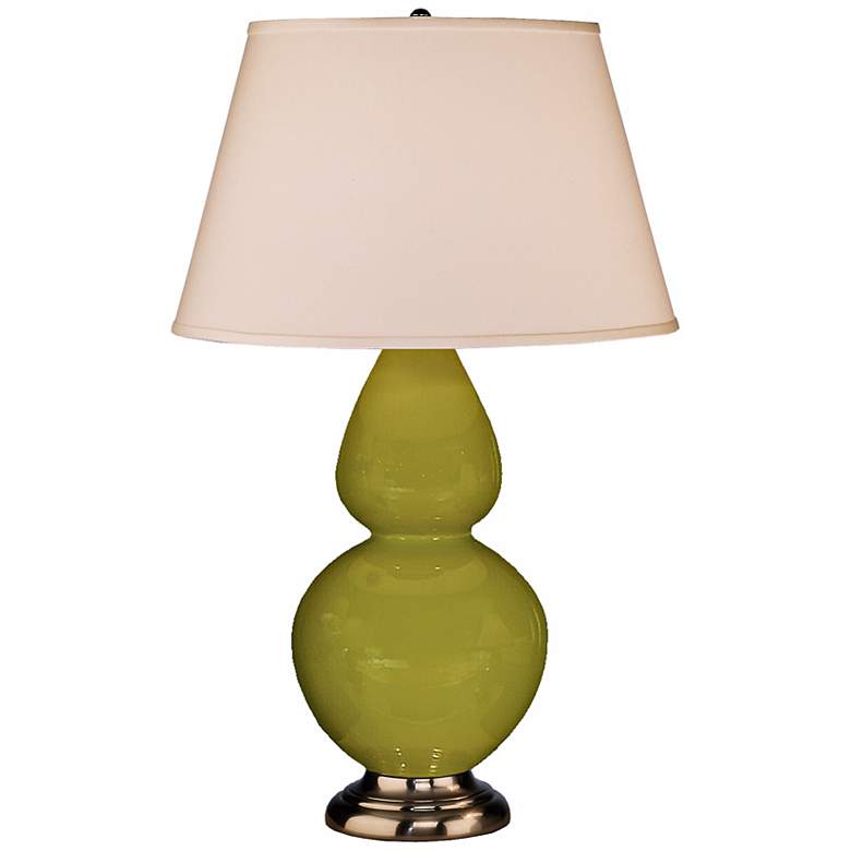 Robert Abbey Apple Green and Silver Double Gourd Ceramic Table Lamp