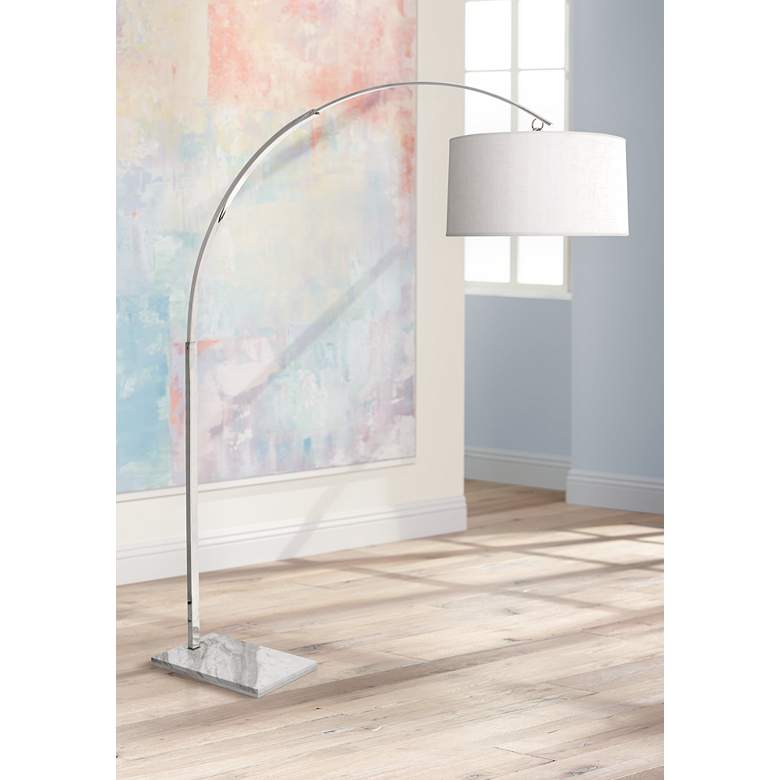 Image 1 Robert Abbey Archer 80 1/2" High Nickel Arc Floor Lamp