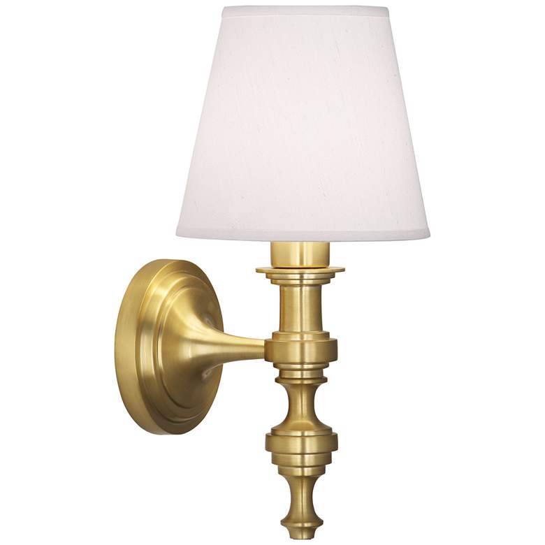 Image 1 Robert Abbey Arthur 15" High White Shade Brass Wall Sconce Light