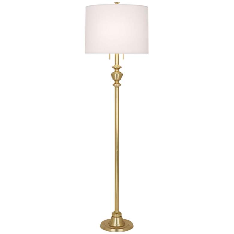 Image 1 Robert Abbey Arthur 65" High Dupioni Shade Modern Brass Floor Lamp