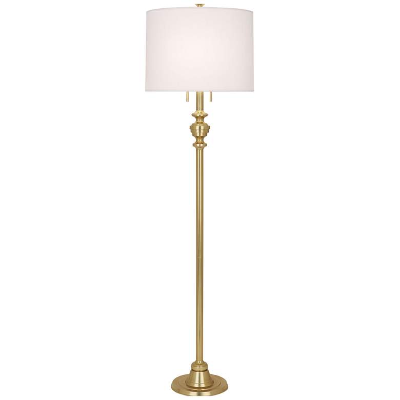 Image 1 Robert Abbey Arthur Floor Lamp Modern Brass Finish w/Dupioni Shade