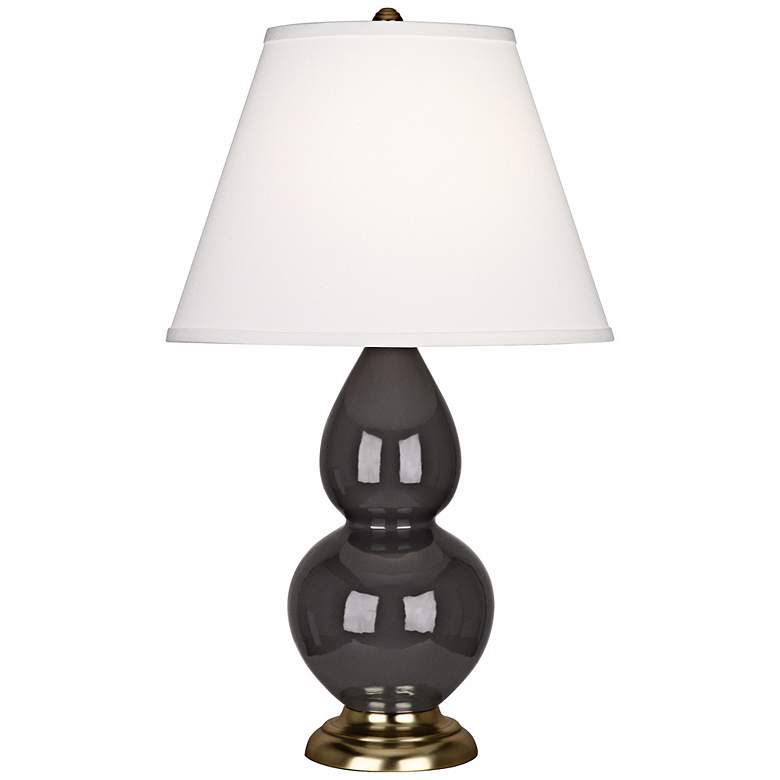 Image 1 Robert Abbey Ash and Brass Double Gourd Ceramic Table Lamp