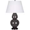 Robert Abbey Ash and Bronze Large Double Gourd Ceramic Table Lamp