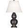 Robert Abbey Ash and Silver Double Gourd Ceramic Table Lamp