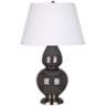 Robert Abbey Ash and Silver Large Double Gourd Ceramic Table Lamp