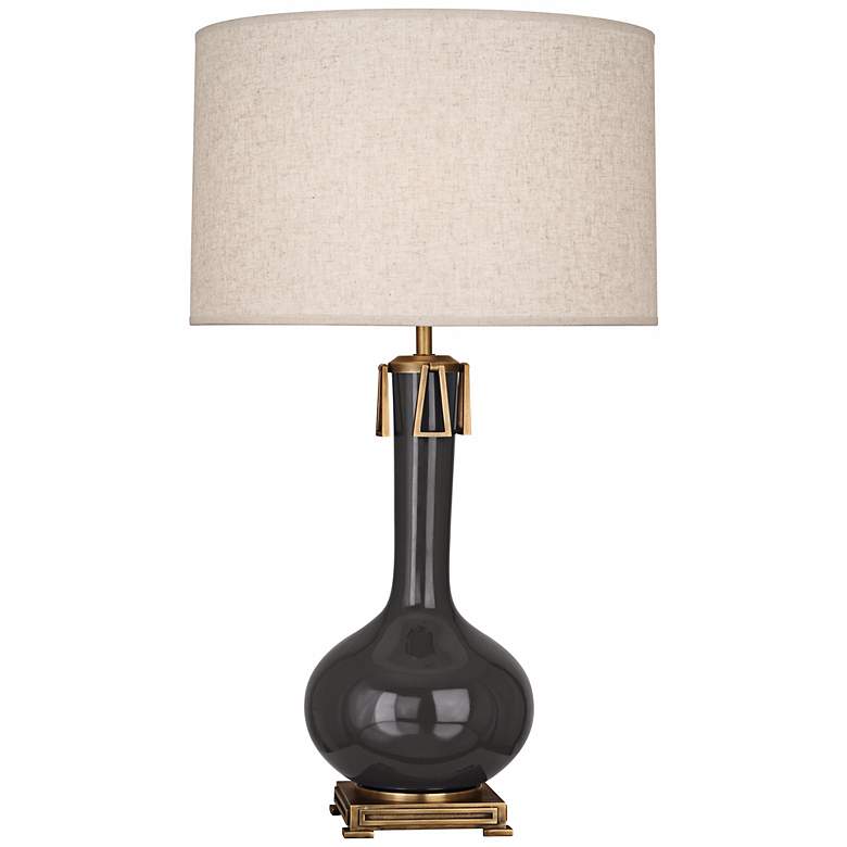 Image 1 Robert Abbey Athena 31 3/4" Black Ash Glazed Ceramic Table Lamp