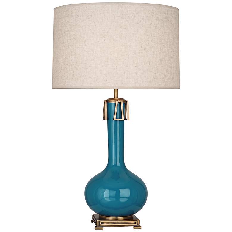 Image 1 Robert Abbey Athena 31 3/4 inch Peacock Blue Ceramic Table Lamp