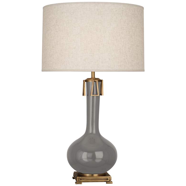 Image 1 Robert Abbey Athena 31 3/4 inch Smokey Taupe Gray Ceramic Table Lamp