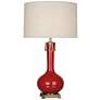 Robert Abbey Athena Ruby Red and Brass Ceramic Table Lamp
